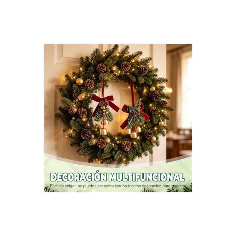 KUSHAN Bows de Navidad de 2 Piezas con 2 Campanas,Campanas