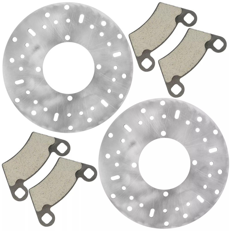 Caltric 2 Front Brake Disc Rotor And Pads for Polaris