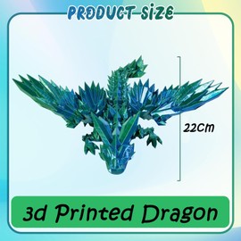 2 PCS 3D Printed Dragon, Dragon Fidget Toy, 22cm Articulated Fidget Dragon Toys, 3D Printed Fidget Toy for Home Office Decor, Desk Toy Gift for Kid Adult (Laser Purple, Laser Green)