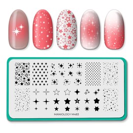 Maniology Shape Nouveau All-Star Nail Stamping Plate, Celestial Galaxy Stars Stamp Plates, Starry Night Sky Manicure Designs, Constellation Astronomical DIY Patterns