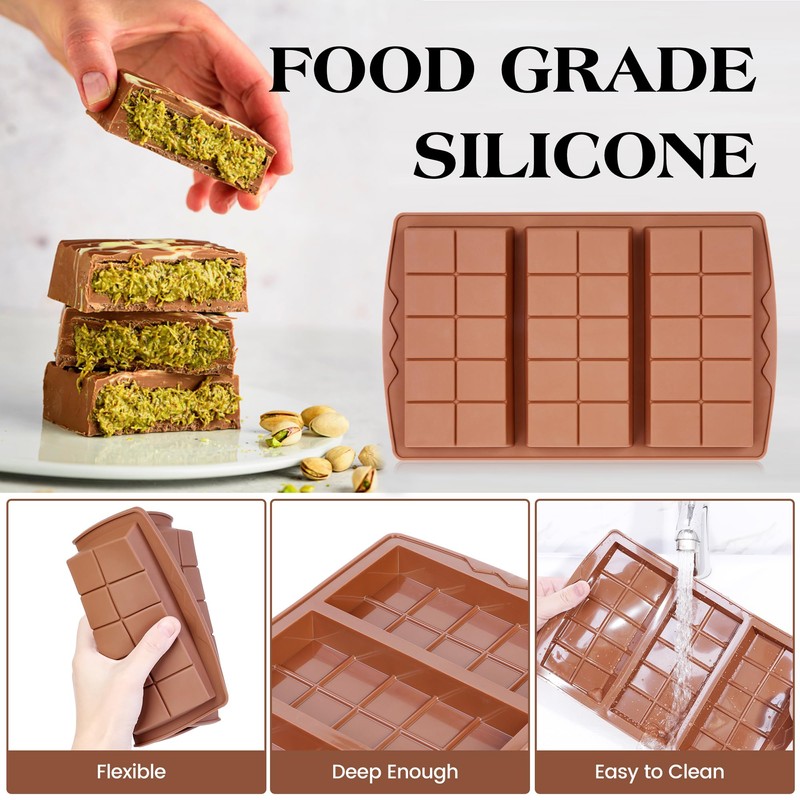 KASHME 2 Pcs Chocolate Bar Mold Deep Dubai 0.85 Inch