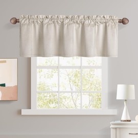 JIUZHEN Cream Valances for Windows, Kitchen Short Valance Curtains - Velvet Valance Curtains for Living Room,Rod Pocket Room Darkening Small Window Curtains for Bedroom/Bathroom, 52" x 18", 1 Panel