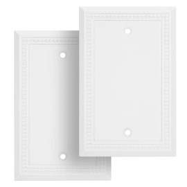 Henne Bery Sunken Pearls Heavy Duty Decorative Wall Plate Switch Plate Outlet Cover (Single Blank, 2 Pack, White)