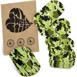 MySweetStitch - 10 x Freestyle Libre 1 & 2 Oval Plasters with Ventilation Hole, Overpatch Diameter 70 x 55 mm, Waterproof, Breathable, Skin-Friendly, Made in Germany, Camouflage
