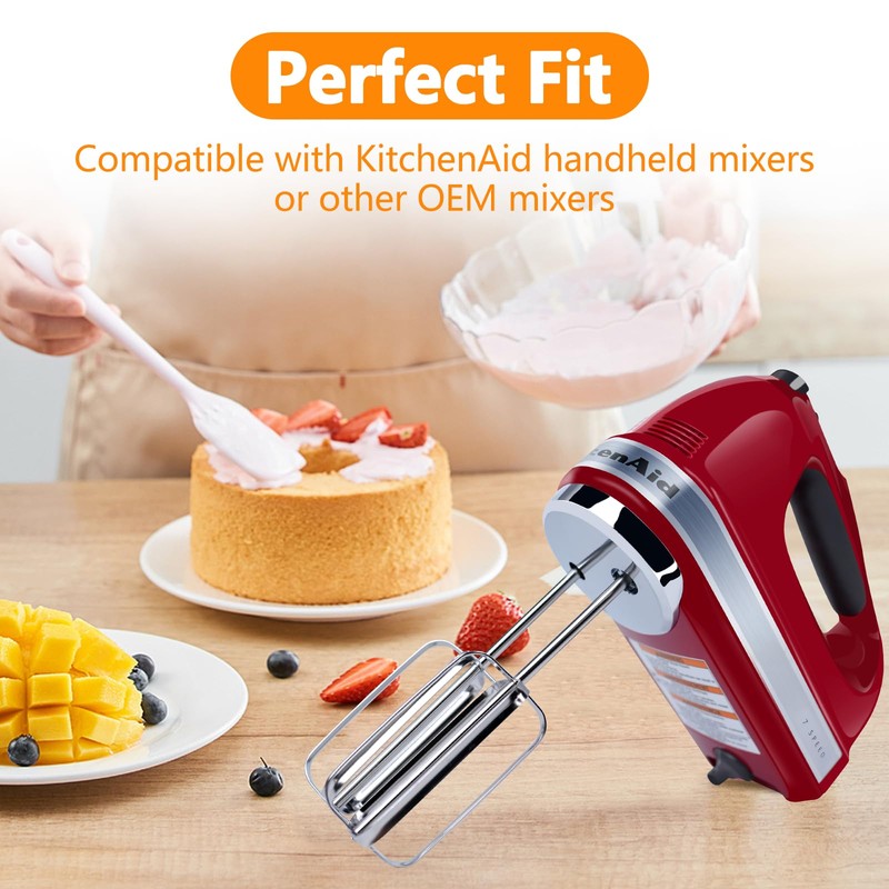 Hand Mixer Beaters Stainless Steel Attachments Compatible with Kitchen Aid