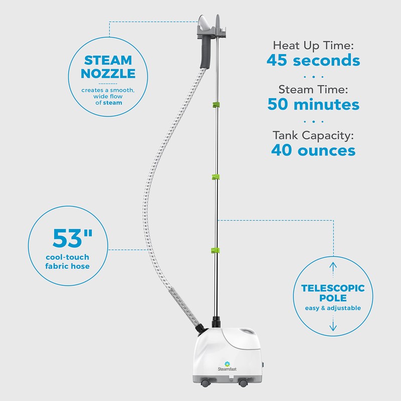 Steamfast SF-407 Canister Fabric Steamer, With Telescopic Pole and Fabric