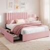 Full Size Upholstered Bed Frame with Headboard & 4 Drawers,