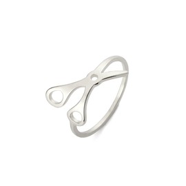 Stainless Steel Scissors Statement Ring for Women Men Punk Minimalist Sideway Shears Stacking Gothic Hip Hop Finger Rings Silver Unique Hair Stylists Clippers Thin Band Jewelry for Hairdresser Tailor (8)
