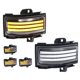 LUDARM LED Tow Mirror Turn Signal Lights for 2015-2025 F150, 2022-2024 F150 Lightning 2017-2025 F250 F350 F450 super duty Switchback Sequential Amber Blinker White Driving Parking Light 2 Clear Lenses