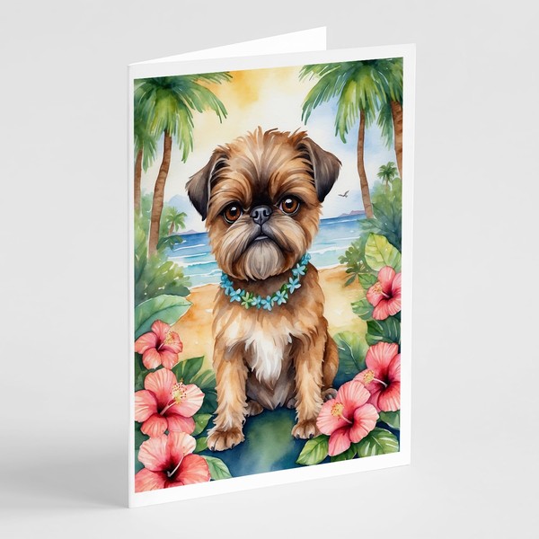 Caroline's Treasures Brussels Griffon Luau Greeting Cards Pack of 8