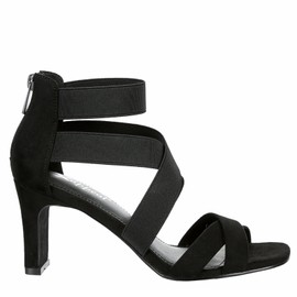 XAPPEAL Elline - Women's Zip-Up Elastic Ankle Strap Heel Open Toe Dress Sandal Black, Size 10.0 Medium Width