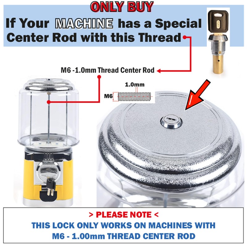 Gumball Machine Lock and Key - Top Lid Lock &