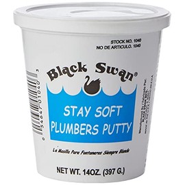 4 Set. AquaPlumb Plumbers Putty | White, 14oz, Fixture Setting Compound. Stays Soft. Use on Sinks, Tubs, Fountains and More, Compact (01040)