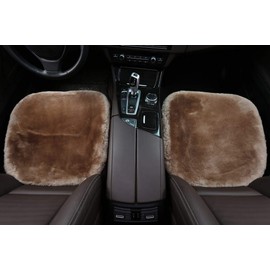 Sisha-A Sheepskin Seat Cushion Cover Wholehide Short Wool Seat Pad Natural Fur Car Seat Covers Universal Fit for Most Car, Truck, SUV, or Van Front Light Tan