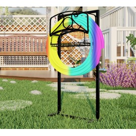 Fire Beauty Heavy-Duty Portable Garden Hose Holder with Storage Basket,120+ lbs Capacity,Holds 180ft Hose ,Dual Support Rods & Rustproof Screws