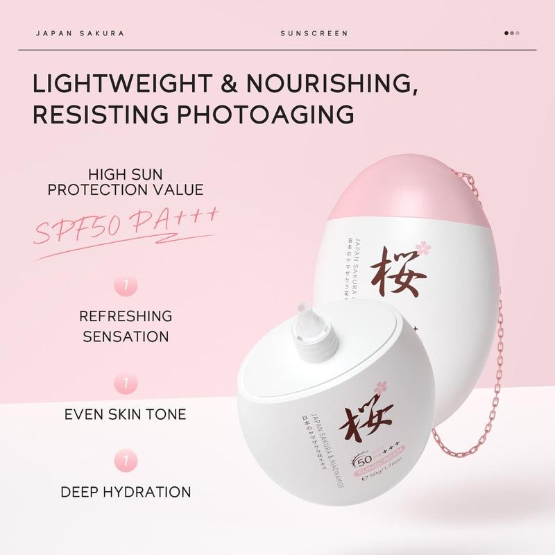 LAIKOU Japanese Sakura Sunscreen Kit, Moisturizing Comprehensive & Lasting Protection