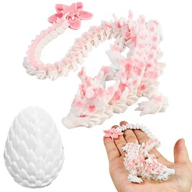UOY 3D Print Dragon, Movable Dragon Egg Toy, Movable Cherry Blossom Dragon & 3D Printed Egg, Dragon Egg with Dragon, 3D Dragon in Egg, for Home, Living Room, Children, Lotus