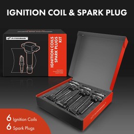 A-Premium Ignition Coils and Spark Plugs Kits Compatible with Mitsubishi Galant 2004-2007, Endeavor 2004-2008, 3.8L 6-PC Set