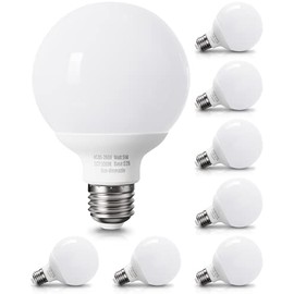 8 Pack Daylight LED Globe Light Bulbs for Bathroom, 120V 60 Watt Eqv., E26 Base, Non-Dimmable Vanity Light Bulbs Round, 5000K Bright G25 LED Bulb Over Mirror