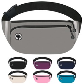 TORRYZA Fanny Packs for Women Men, Waterproof Waist Pack with Reflective Strip, Lightweight Slim Belt Bag with No-Bounce Adjustable Strap Travel Running Hiking Walking Sport(Grey)