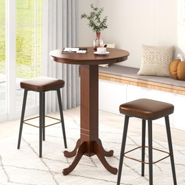 Giantex 30” Round Bar Table, Dining Table with Rubber Wood Frame, Elegant Pedestal Base, 180 LBS Capacity, Kitchen Tables for 4, Dinette, Dinner, Living Room, Bar, Restaurant, Espresso