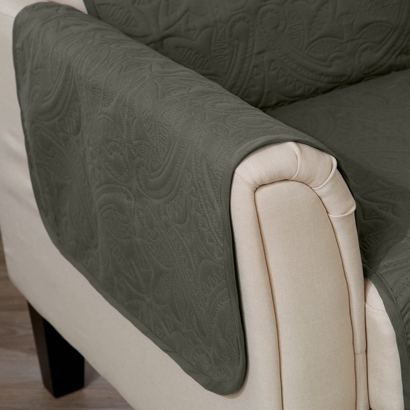 Great Bay Home Medallion Stitched Solid Furniture Protector Stain Resistant