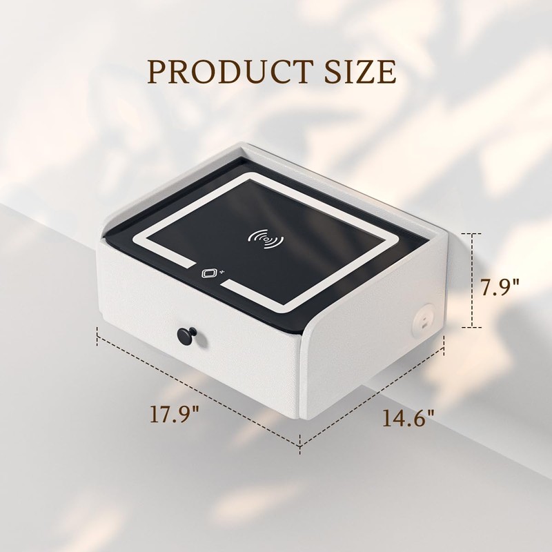 HOMEMORE Floating Nightstand with Charging Station Bedside Table LED Smart