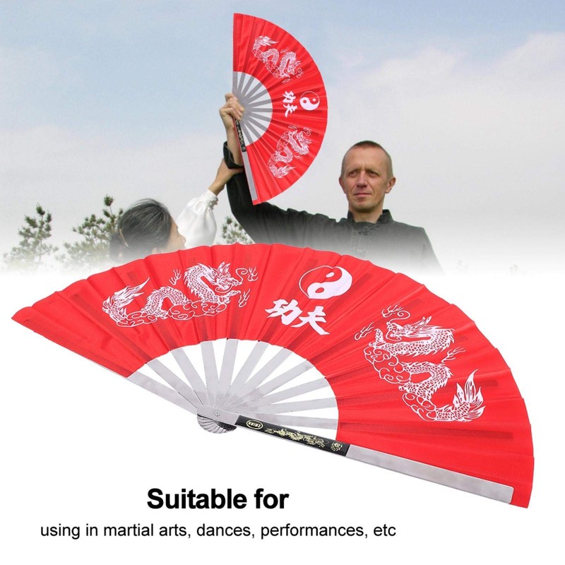 Practice Training Performance Tai Chi Fan, Double Dragon Hand Fan