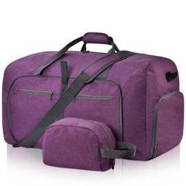 Felipe Varela Duffle Bag with Shoes Compartment and Adjustable Strap,Foldable Travel Duffel Bags for Men Women,Waterproof Duffel Bags, H Purple, 115L, Foldable With Shoe Compartment