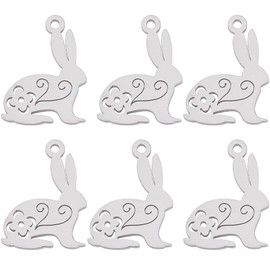 SUNNYCLUE 1 Box 16Pcs Rabbit Charms Bulk Easter Charm Stainless Steel Silver Spring Hollow Mini Bunny Cute Animal Pet Pendants Metal Charms for Jewelry Making Charm Bracelet Earrings DIY Art Crafts,