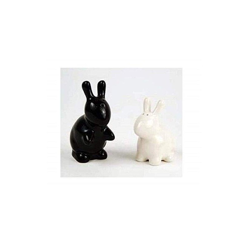 Bunny Rabbit Salt & Pepper Shaker Set, Black and White