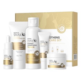 Kit de Cuidado Facial Beaubase de Esencia de Caracol, Set Hidratante 5 Pzas con Gel Limpiador, Tónico, Sérum, Crema para Ojos y Crema Facial, Rutina A