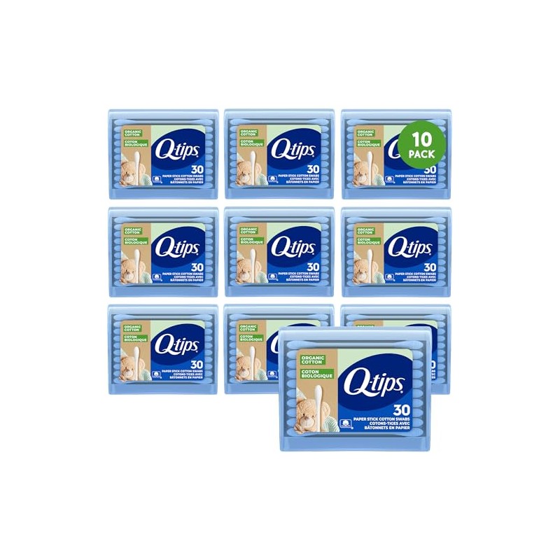 Q-tips Hisopos de algodón orgánico, paquete de 10 unidades de