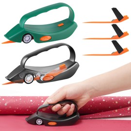 LIZAAL LIZAAL 2-Pack Wrapping Paper Cutter with 3 Replaceable Blades | New Gift Wrap Cutter with Wheels | Birthday and Christmas Wrapping Paper Cutter Slider for Home, Office or Classroom (Black & Green)