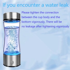 Hydrogen Water Bottle，3 in 1 Health Hydrogen Water Bottle Generator,4000 PPB Glass Hydrogen Water Ionizer Machine，for Office, Travel