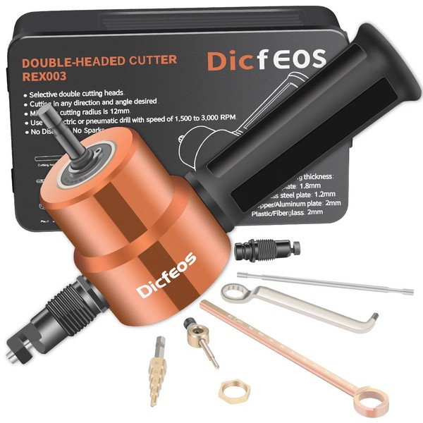 Dicfeos Double Head Sheet Metal Cutter, Versatile Nibbler Drill Attachment