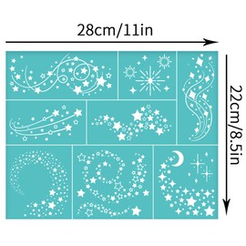 OLYCRAFT 2Pcs 11x8.6 Inch Stars Self-Adhesive Silk Screen Printing Stencil Shooting Stars Silk Screen Stencil Fantasy Theme Mesh Stencils Transfer for DIY T-Shirt Fabric Painting