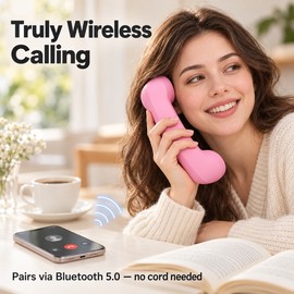 Bluetooth 5.0 Retro Telephone Handset Wireless Vintage Cordless Receiver for Mobile Phone Hands-free Calling Rechargeable 12H Talk 6 Colors Old School Gift