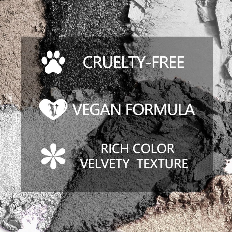 Black Grey Smokey Eyeshadow Palette Matte Black White Gray Silver