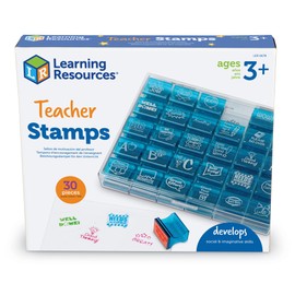 Learning Resources Jumbo Illustrated Teacher Stamps - 30 Piezas, Edades 3+ años Sellos para Maestros, Sellos para Recompenzar buen trabajo o comportamiento