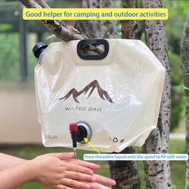 Water Bags 2Pcs, Foldable Water Storage Bag, Water Pouches with Valves, BPA Free Collapsible Water Container Bag with Spigot, 2.1 Gallon Indoor Outdoor BPA-free Plastic Water Bags（Green and Beige）