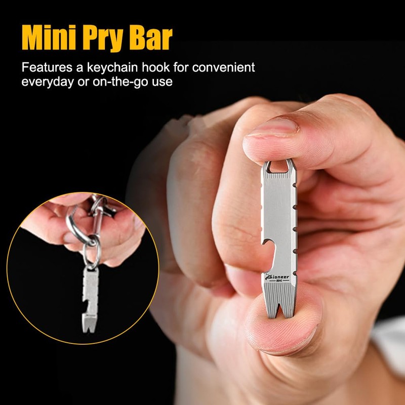 Titanium EDC Pry Bar,Mini Pry Bar EDC Multi Tool with