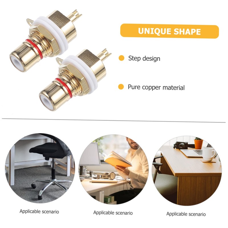 CORHAD Sturdy Rca Connectors 2 Pcs Lotus-shaped Rca Female Plated