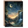 Artery8 Greeting Card Wendy in Neverland Lake Magical Forest Waterfall For Child Kids Birthday Card