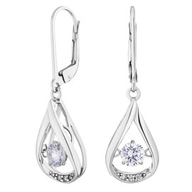 JC Jeweller Carat Women's Earrings Silver 925 Dancing Zircon Dance Earrings Dancing Stones Hanging Earrings for Women Gifts for Women, Silver