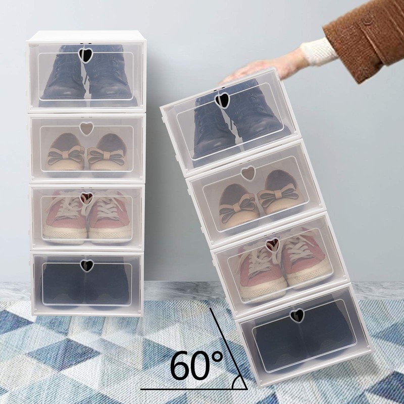 Gdrasuya10 20x Stackable Foldable Shoe Box Household Storage Plastic Cabinet