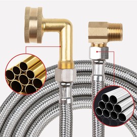 Dishwasher Installation Kit, Braided Dishwasher Water Supply Line with 3/8 Inch Compression 3/8 Inch MIP Elbow 3/4 Inch FHT Elbow, Universal Dishwasher Hose 41060(10FT)