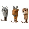 Wall Hooks, Animal Heads with 2 Hooks Each, Wooden Coat
