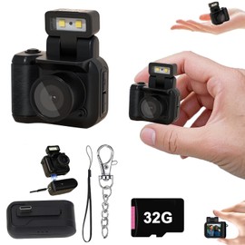 Gsnagole Retro Snap Camera，Mini Nostalgic Vintage View Camera，Tiny Snaps Camera，Keychain Digital Photo Camera，Llavero Mini CáMara Retro，1080p Hd with Led Flash Light (32G)