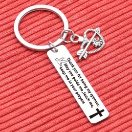 V.nisy Catholic Confirmation Sponsor Gifts For Men Sponsor Christmas Jewelry NA Addiction Recovery Gift Sponsor Appreciation Gift Sponsorships Keychain Cross Peace Dove Charm Gift For Him